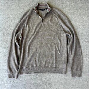 Ted Baker Men’s 1/4 Zip Pullover Sweater Gray Cotton Blend Size 3 / M